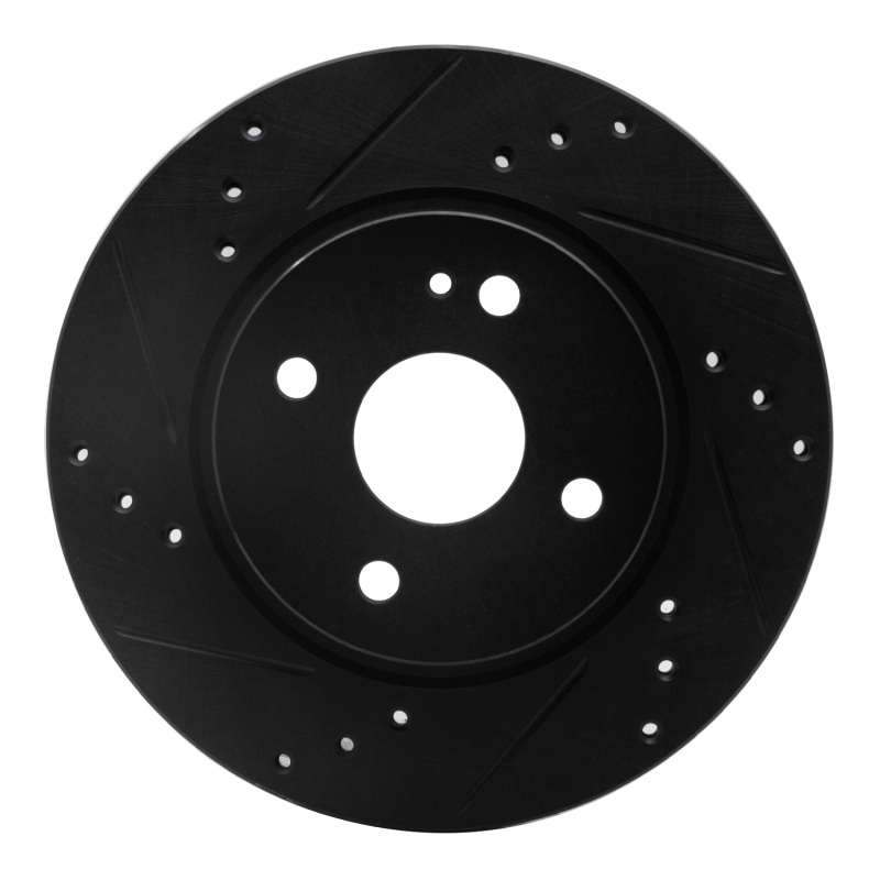 Mazda 2 Brake Rotor (1) - Front Left - R1 Concepts - Drilled & Slotted - Black - `11-`15